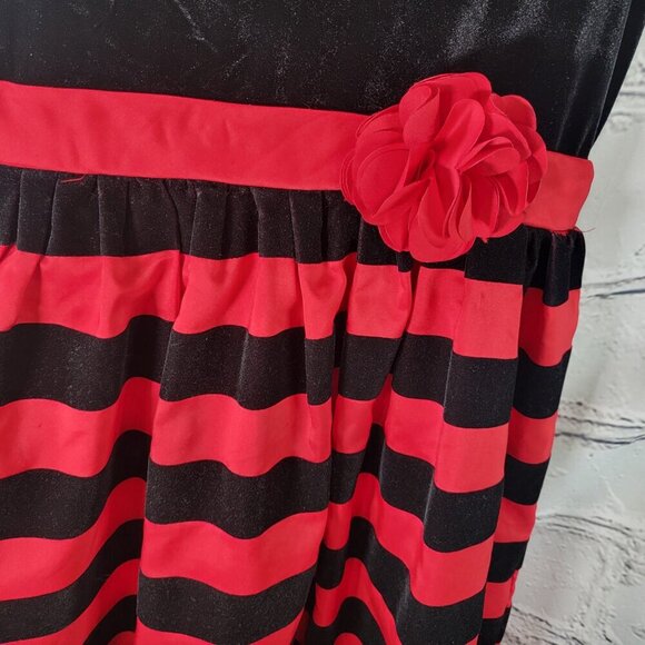 George Girls 16 Tween Black Red Velour Long Sleeve Holiday Christmas Dress Event - Picture 4 of 5